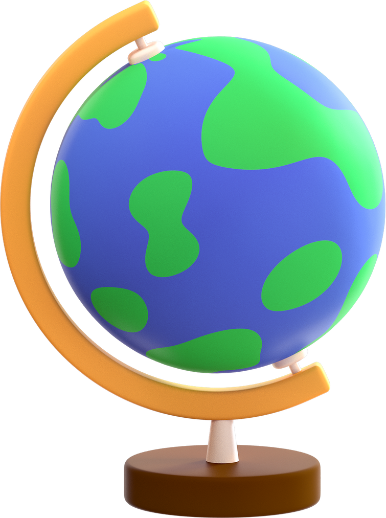 3D School Elements Object Globe